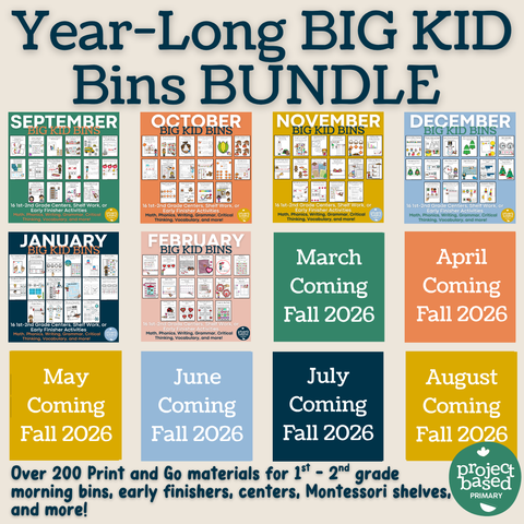 Year Long 1st-2nd Grade Big Kid Bins BUNDLE