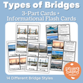 Types of Bridges 3 Part Cards and Informational Flash Cards