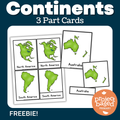 Continents 3 Part Cards FREEBIE