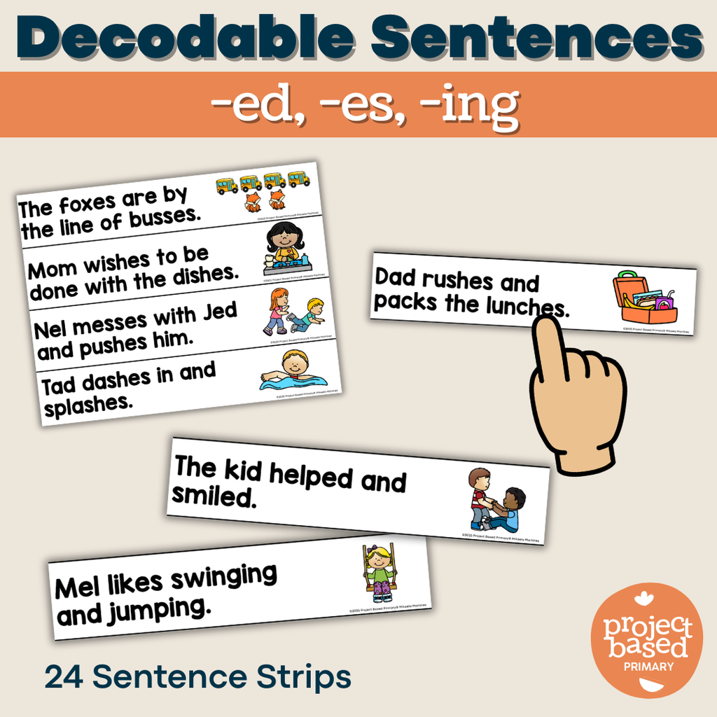 Decodable Sentence Strips -es, -ed, -ing