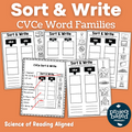 CVCe Word Family Sort and Write No Prep Pack
