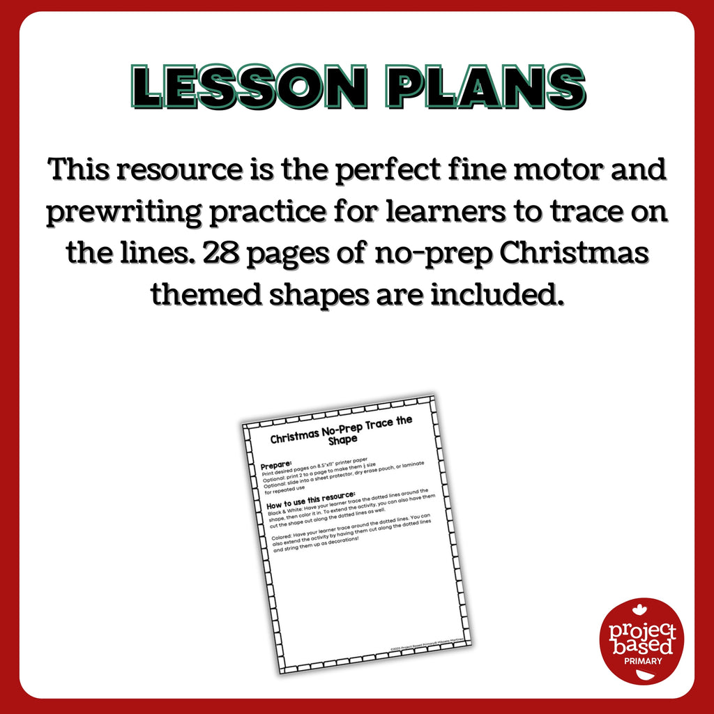 Christmas Trace the Shape No Prep Pack