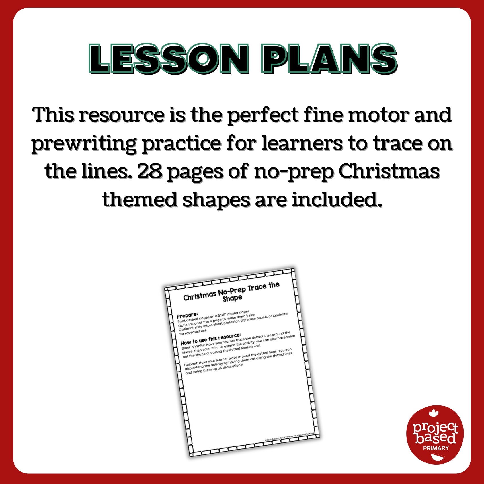 Christmas Trace the Shape No Prep Pack