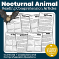 Nocturnal Animal Nonfiction Reading Comprehension Articles