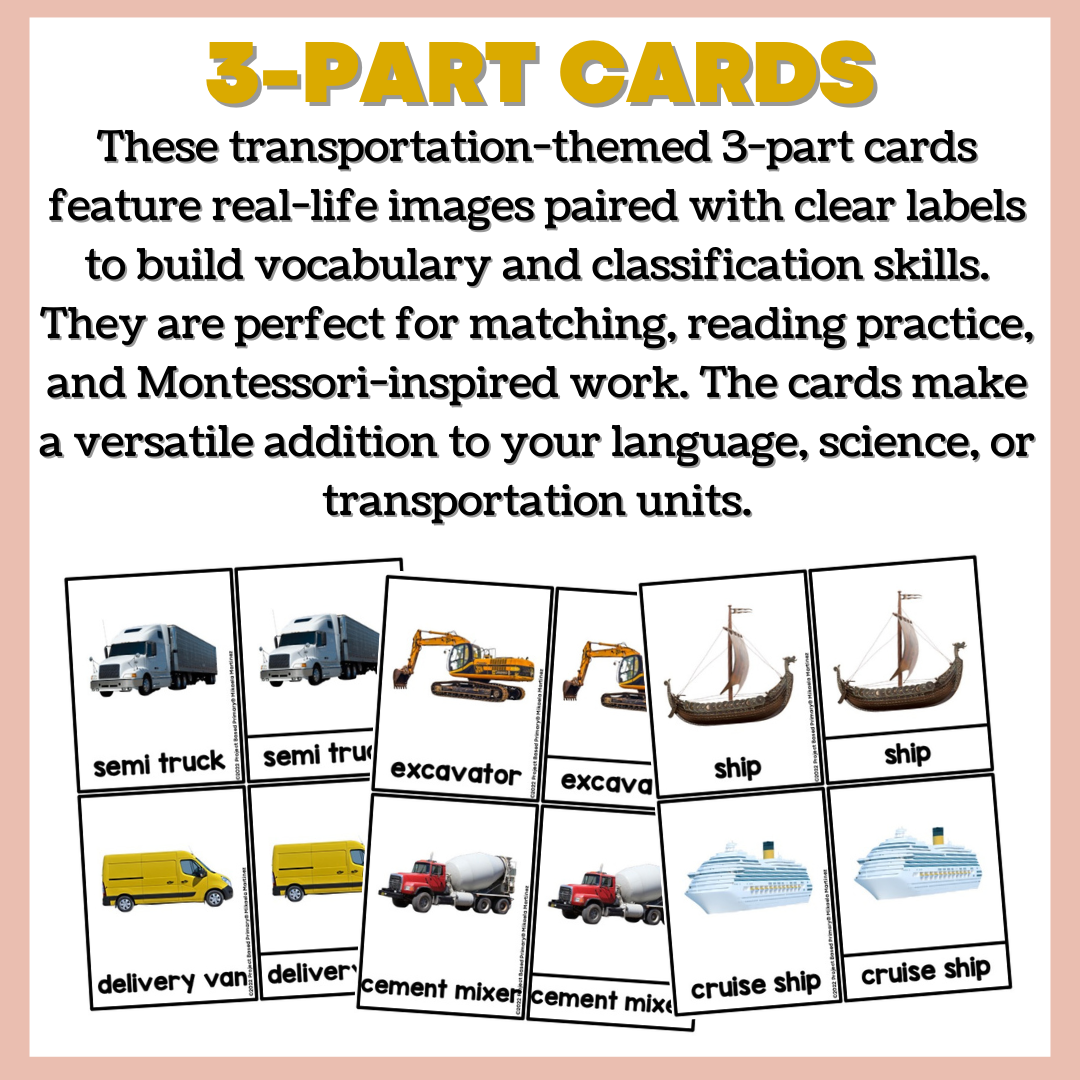 Air, Land, & Sea Vehicle 3-Part Cards