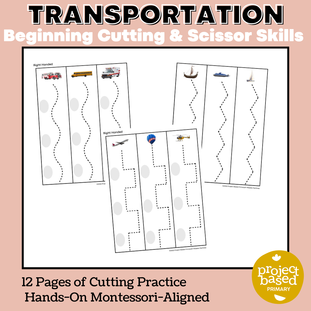 Beginning Cutting and Scissor Skills Transportation and Vehicle Themed